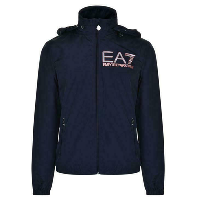 Pre-owned Ea7 Mens Train Visibility Logo Navy Lightweight Jacket Size Uk Large 40" Chest
