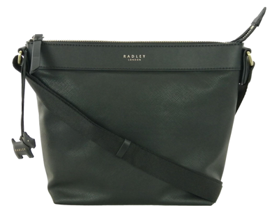 Pre-owned Radley Crossbody Shoulder Bag Black Medium Top Zip Pvc Essex Road Handbag