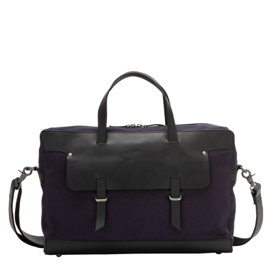 Pre-owned Dudu Leather Satchel Messenger Laptop Shoulder Bag Canvas Briefcase For 15 Inch