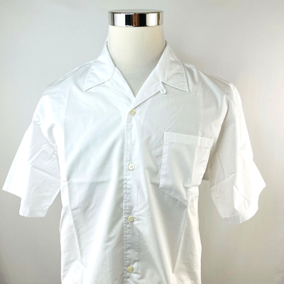 Pre-owned Norse Projects Carsten Poplin White Camp Shirt Short Sleeve Mens Large