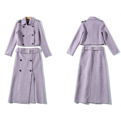Pre-owned Jancoco Max Lady Fashion Wool Coats Winter Autumn Wool Jacket Set Skirt Cashmere Bottom38722