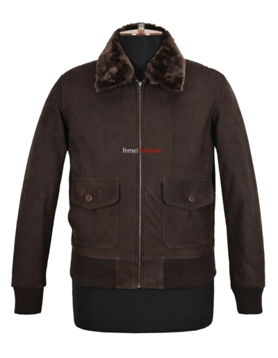 Pre-owned Real Leather Men's G-1 Military Flight Jacket Brown Nubuck 100%  Bomber Jacket