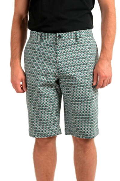 Pre-owned Hugo Boss Men's "rigan-short" Geometric Print Casual Shorts Us 32r It 48