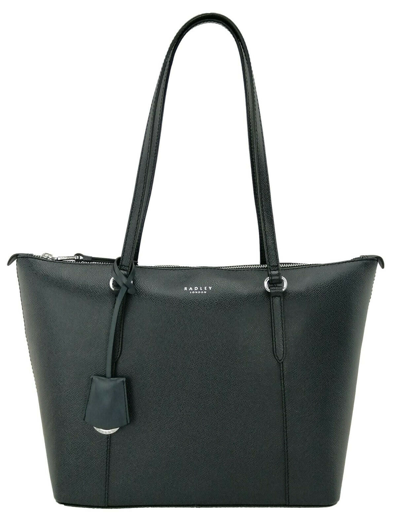 Pre-owned Radley Tote Shoulder Bag Dark Blue Ink Large Zip Top Handbag Angel Street