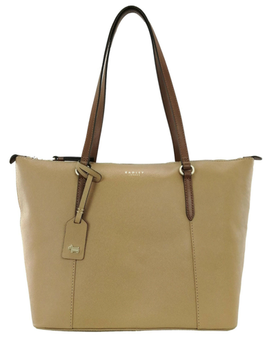Pre-owned Radley Tote Shoulder Bag Tan Brown Medium Top Zip Handbag Angel Street Leather