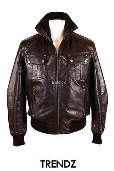 Pre-owned Harrington Men's Hornet Black Bomber Style Designer Real Lambskin Leather Jacket