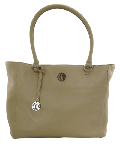 Pre-owned Dkny Tote Bag Beige Leather Medium Shopper Travel Sandstone Handbag Rrp £325
