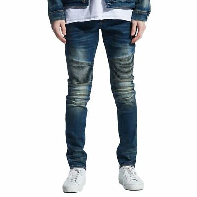 Pre-owned Embellish Jeans Embellish Garland Biker Denim Jeans Dirty Indigo Wash