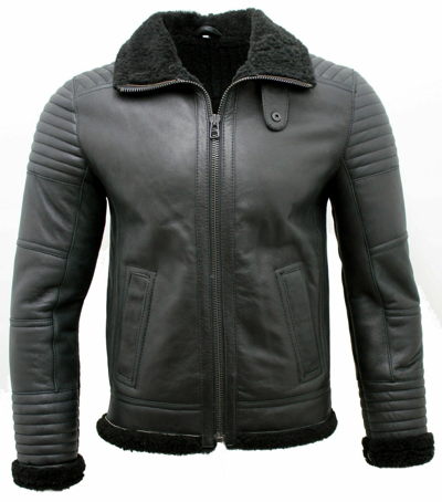 Pre-owned Claw Intl Men's Black Nappa Leather Sheepskin Biker Jacket Real Cowhide Leather Sale Price