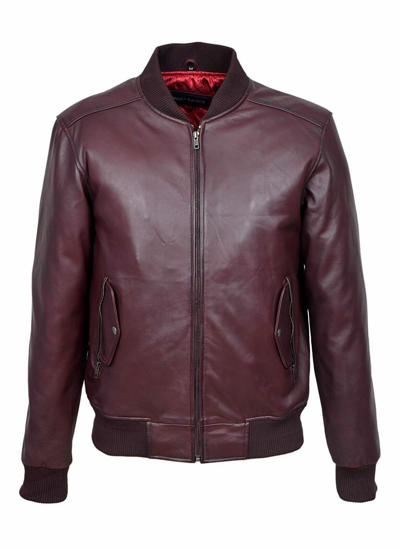 Pre-owned Claw Intl Men's Retro 80's Leather Bomber Oxblood Classic Soft Italian Napa Leather Jacket