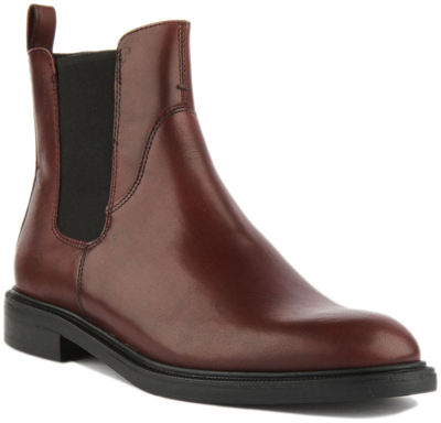 Pre-owned Vagabond Amina Womens Classic Leather Chelsea Boots In Bordo Uk Size 3 - 9
