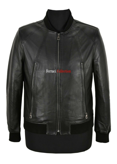 Pre-owned Real Leather Mens Bomber Leather Jacket 100% Lambskin Casual Fashion 70's Style Tops Nv-125