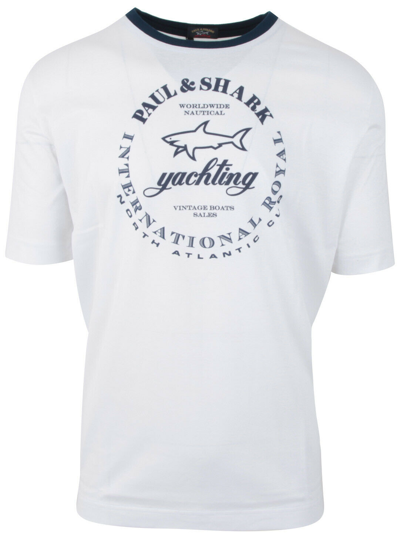 Pre-owned Paul & Shark Yachting Men's Short Sleeve T-shirt Shirt Crew Neck Size L White