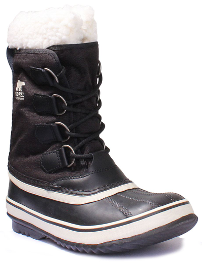 Pre-owned Sorel Winter Carnival Womens Lace Up Snow Boots In Black Size Uk 3 - 8