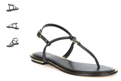 Pre-owned Michael Kors Fanning Black T-strap Sandal Women's Us Sizes 6-10/new