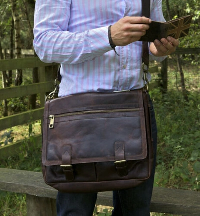 Pre-owned Lecerf Luxury Spanish Luxury Saddle Leather Satchel Business Bag Sale