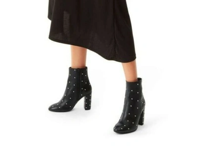Pre-owned Kurt Geiger London Ladies Black Leather Block Heel Studded Ankle Boots Uk2 Eu35