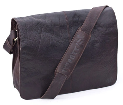 Pre-owned Twenty End Of Line Sale 8 Metro Men's Leather Messenger Bag - Dark Brown
