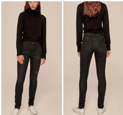 Pre-owned Me+em Me + Em Black Jeans Sport Side Stripe Skinny Jean Charcoal Size 24 Me Em