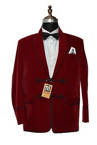 Pre-owned Handmade Man Special Gift For Him Red Smoking Jackets Designer Party Wear Blazer