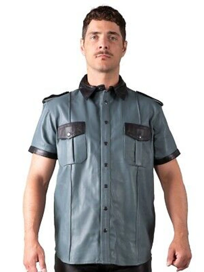 Pre-owned Honour Regular Fit Leather Shirt In Grey & Black