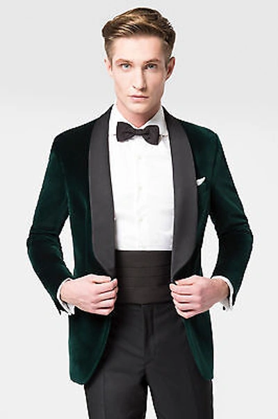 Pre-owned Handmade Mens Elegant Wedding Groom Designer Green Smoking Jacket Party Wear Blazers Uk