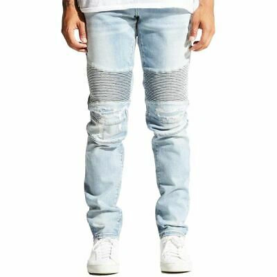 Pre-owned Embellish Jeans Embellish Erwin Biker Denim Jeans Light Blue