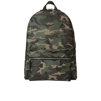 Pre-owned Orciani Men Backpack  Camouflage Medium Casual Rucksack In Leather And Travel Bag