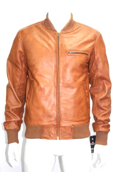 Pre-owned Harrington Tommy 80"s Men's Classic Bomber Fitted Style Italian Tan Napa Leather Jacket