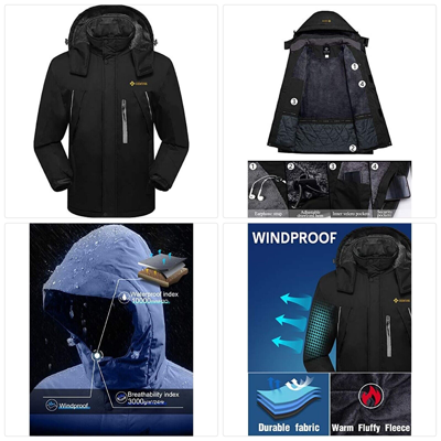 Pre-owned Gemyse Men's Mountain Waterproof Ski Jacket Windproof Fleece Outdoor Winter Coat