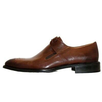 Pre-owned Peppeshoes Modello Trozza - Handmade Italian Brown Oxfords Dress Shoes - Cowhide Smooth Lea