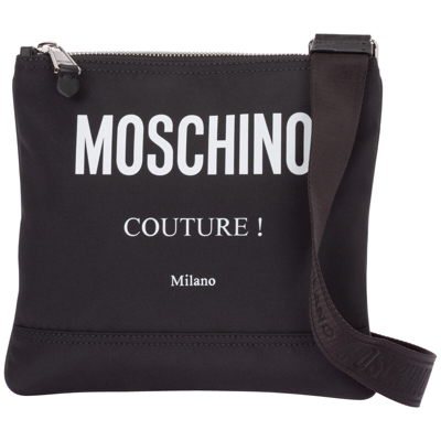 Pre-owned Moschino Crossbody Bags Men 221z1a742682012555 Black Medium Leather Bag
