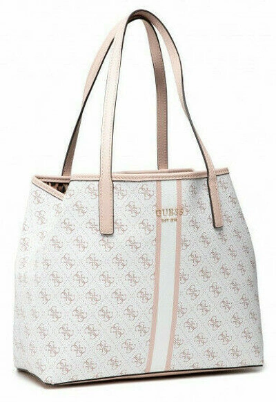 Pre-owned Guess Hwkg69 95230 Vikky Tote Shopper Bag Shopping Bag Woman White Multi
