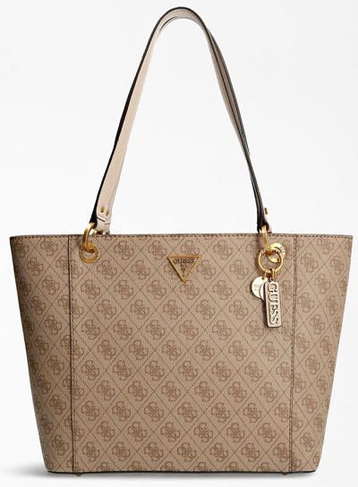 Pre-owned Guess Hwbb7879230 Noelle Womens 4g Metal Logo Tote Bag In Latte
