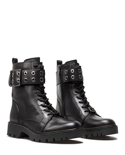 Pre-owned Guess Women's Ankle Boots  Fl7r2rele10 Black Leather