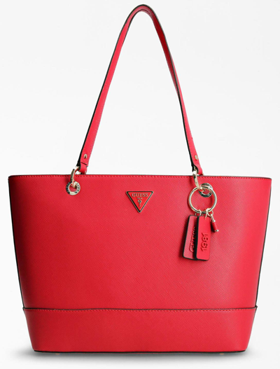 Pre-owned Guess Hwzg7879230 Noelle Womens Tote Bag With Logo Charm In Red