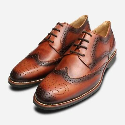 Pre-owned Anatomic & Co Brushed Tan Mens Wingtip Brogues By Anatomic Shoes
