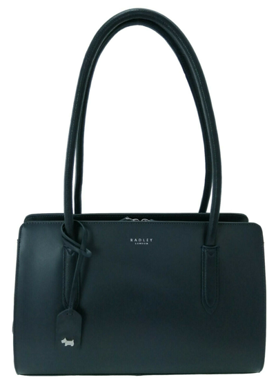 Pre-owned Radley Shoulder Bag Dark Blue Navy Medium Leather Top Zip Liverpool Street