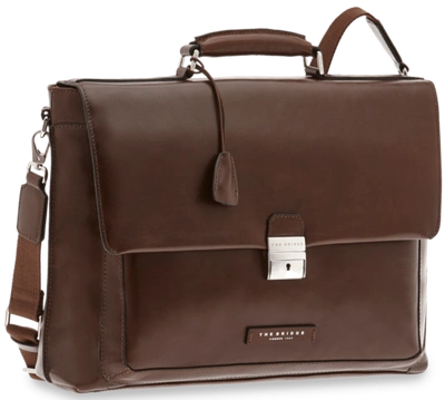 Pre-owned The Bridge Folder Briefcase  Bag For Pc 24ore Leather Shoulder Strap