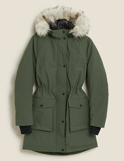 Pre-owned Marks & Spencer Marks And Spencer Feather Down Padded Hooded Parka Khaki Colour Size 14 Rrp£149