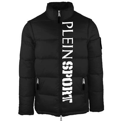 Pre-owned Philipp Plein Sport Vertical Logo Padded Black Jacket