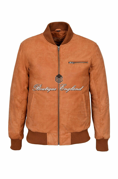 Pre-owned Smart Range Leather 70's Bomber Leather Jacket Tan Buff Classic Retro 100% Real Leather 275-z