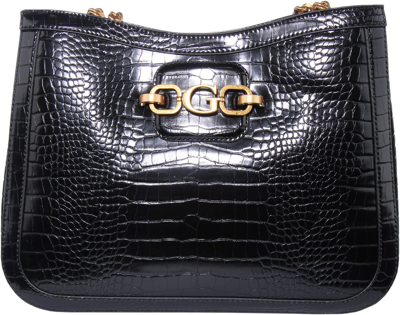 Pre-owned Guess Cb849623 Hensely Womens Tote Bags With Croc Design In Black