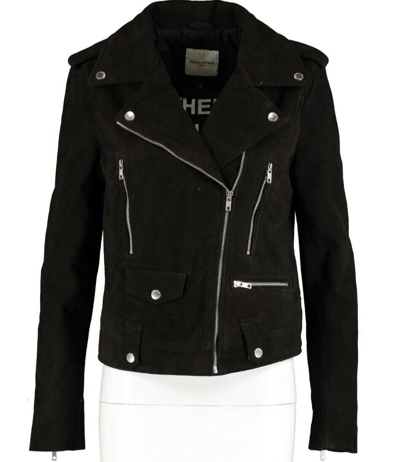 Pre-owned Rrp £895 Each X Other Black Suede Biker Jacket Size 10 - Brand With Tags