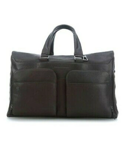 Pre-owned Piquadro Duffle Bag  Leather Hand Luggage Port Pc Bagmotic Messenger 47x29x21 Cm