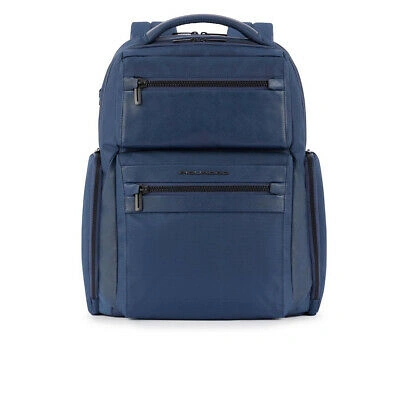 Pre-owned Piquadro Mens Backpack  Woody Ca5756s117 In Blue Nylon Travel Rucksack Laptop Bag