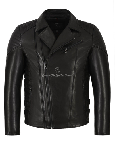 Pre-owned Real Leather Mens  Biker Racer Jacket Slim Fit Black 100% Veg Tanned Leather 2041