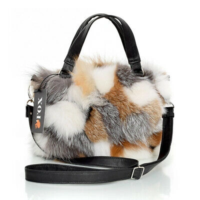Pre-owned Fox Genuine  Fur Handbag Fur Purse Fur Crossbody Bag Natural Fur Shoulder Bag