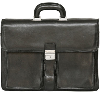 Pre-owned Rivello Genuine Italian Large Flapover Briefcase Messenger Bag Triple Compartment