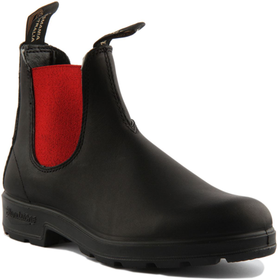 Pre-owned Blundstone 508 Unisex Round Toe Leather Chelsea Boots In Black Red Uk Size 3 - 7